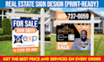 design print ready real estate sign within 5 hours