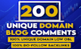 200 unique domain blog comments with high da pa