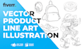 design detailed vector line art illustrations for products and packaging