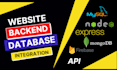 backend with node js, mongodb, mysql, api, firebase, express js of react website