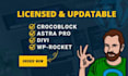 install astra pro, crocoblock,divi,wp rocket licensed plugin