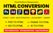 convert figma to html css, psd to html, ai to html, sketch to html bootstrap