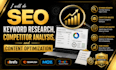 seo keyword research, competitor analysis, and content optimization