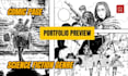 draw science fiction genre comic page with my dark art style