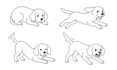 draw dog behavior in line art illustration