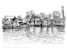 draw architectural, urban, cityscape sketch