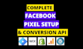 setup meta facebook pixel conversion API shopify, wordpress,  fix pixel ga4,GTM