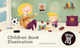 create whimsical budget friendly children book illustration