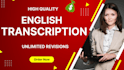 do english transcription within 24 hours
