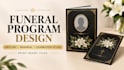 design funeral program, obituary flyer, and memorial booklet