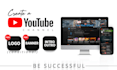 create a podcast youtube channel logo, banner, and intro