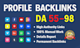 create 300 high da social profile backlinks for SEO link buidling service