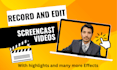 create a high quality screencast tutorial video with voice over 24 hours