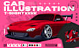 draw car illustration for t shirt design and merchandise