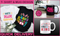 do simple, typography t shirt, mug, bag, and small graphics design