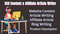 write SEO web content, blog posts, and amazon articles