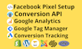 set up or fix meta pixel conversion API server site tracking ga4 setup with GTM