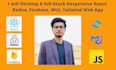develop a responsive, react, redux, firebase, mui, tailwind, web app