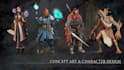 draw fantasy, dnd, game character concept art, design, and illustration, no ai
