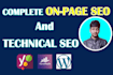 do onpage optimization for google ranking and technical SEO with rank math yoast