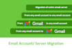 migrate your emails accounts to new server including gmail