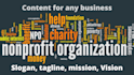 write an inspiring nonprofit mission statement, vision, about us, bio