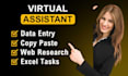 be your virtual assistant for data entry, web research, copy paste, excel tasks