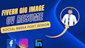 create a catchy fiverr gig image, resume writing and social media post on canva