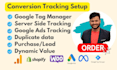setup google ads conversion tracking, facebook conversion API, ga4 and GTM