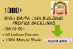 manually build 1000 pr9, high domain authority SEO link building backlinks