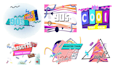 do a custom logo in 90s pop art style with 80s retro touch