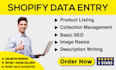 do shopify product listing and data entry