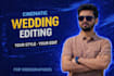 do custom cinematic wedding video editing for videographers