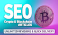 write SEO articles on nfts, crypto and blockchain for your website