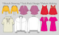 create tech packs, technical sketches and garment patterns
