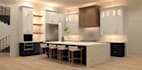 provide 2d and 3d renderings of kitchen with notated plans
