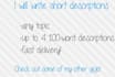 write short descriptions