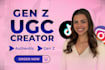 create a gen z female ugc video ad for instagram, tiktok, and facebook