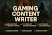 write SEO optimized gaming articles, reviews and game guides