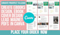 do lead magnet pdf for lead generation,amazon KDP, ebook cover design, on canva