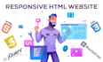 build responsive website using HTML, CSS, javascript, bootstrap, and jquery