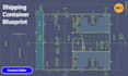 make shipping container blueprints, layout, drawings, 3d
