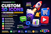 create custom 3d icon and animation for you