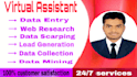 be your perfect virtual assistant for data entry, web research
