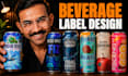 design energy drink can and beverage bottle label packaging