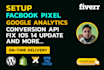 install facebook pixel and google analytics on your website