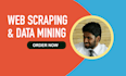 do python web scraping, data scraping and data mining