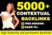 5000 white hat SEO backlinks, high authority dofollow links, blog posts