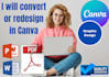create, redesign or convert using canva