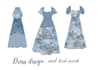 create technical flat drawings of dresses and tech pack